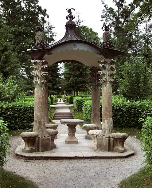 idyllic scenery of a formal garden in Veitshoechheim