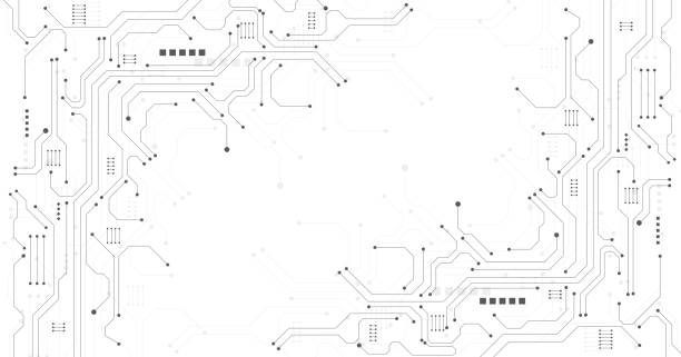 концепция черной принципиальной схемы технологии. - circuit board abstract boarding technology stock illustrations