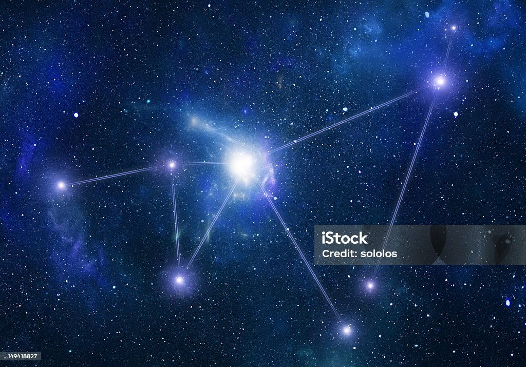 Zodiacal constellations. Capricornus Schematic representation of the zodiacal constellation "Capricornus", color corresponds to a zodiac sign Constellation Stock Photo