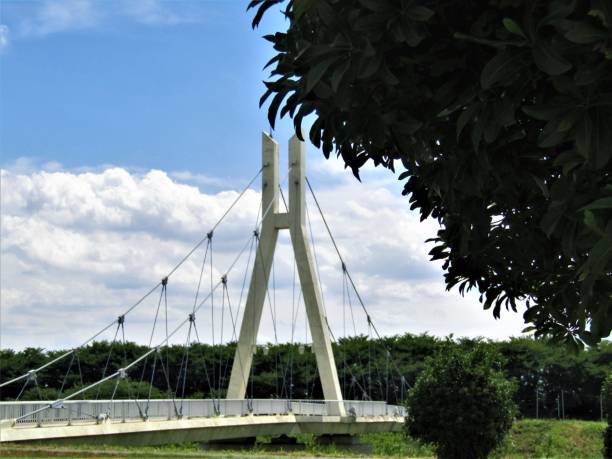 istock Japan. White suspended pedestrian bridge. 1494190215