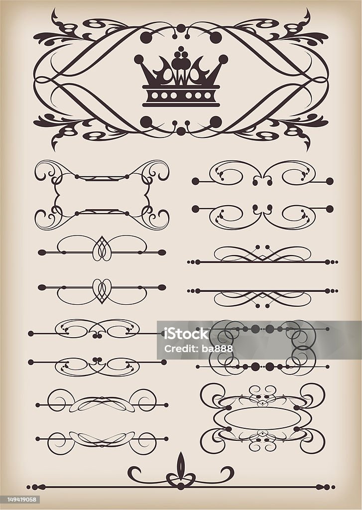 Satz von Kalligrafische design-Elemente-vintage Ornamente, Trennwände - Lizenzfrei Altertümlich Vektorgrafik