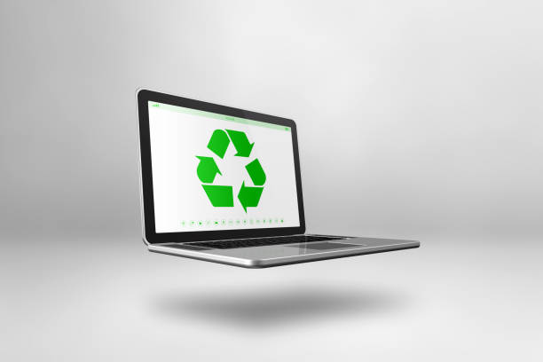 istock Laptop computer with a recycling symbol on screen. environmental conservation concept 1494195506
