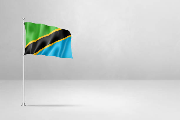 istock Tanzania flag isolated on white concrete wall background 1494195762