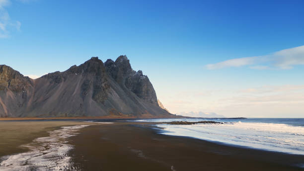 istock Drone shot of stokksnes beach on shore 1494197687
