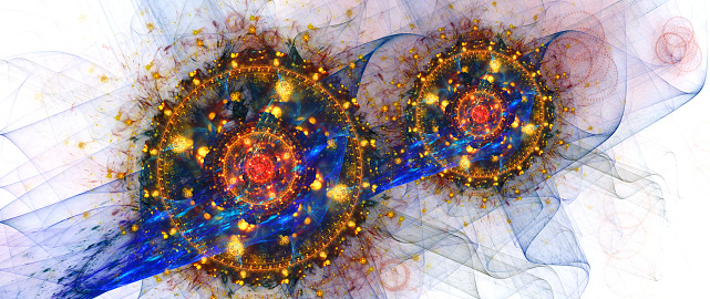 Quantum correlation fantasy, computer generated abstract widescreen background