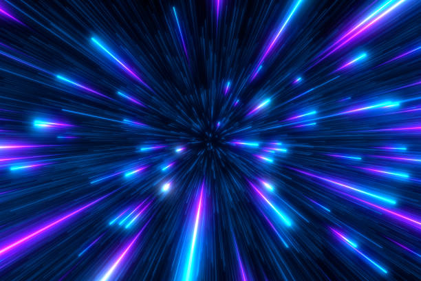 istock Speed of light in space on dark background. 1494200320