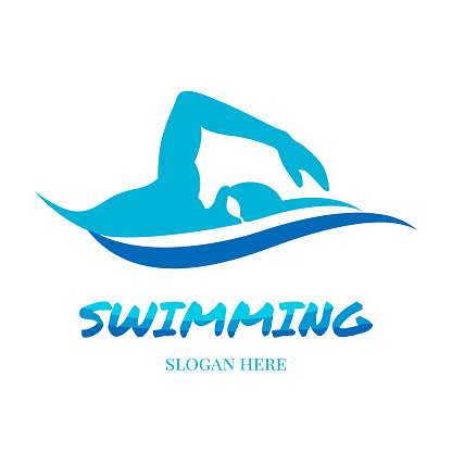 freestyle swimming stroke logo design vector illustration