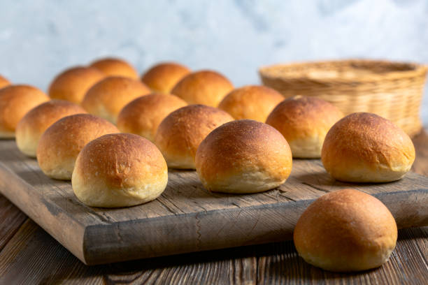 istock Freshly baked buns close up. 1494203684