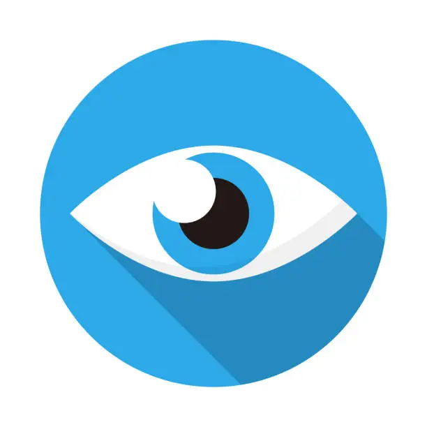 Vector illustration of Modern blue eye with shadow icon. Vector.