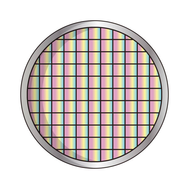 ilustrações de stock, clip art, desenhos animados e ícones de flat design silicon wafer icon. vector. - semiconductor computer wafer computer chip silicon