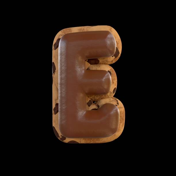 istock 3d rendering of the E letter recreating a cookie with chocolate on top 1494214581