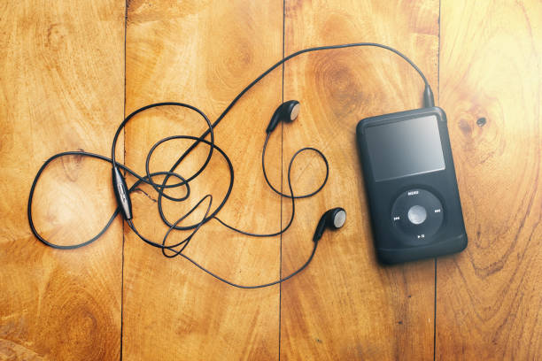 istock Music mp3 player on a wooden desk 1494215456
