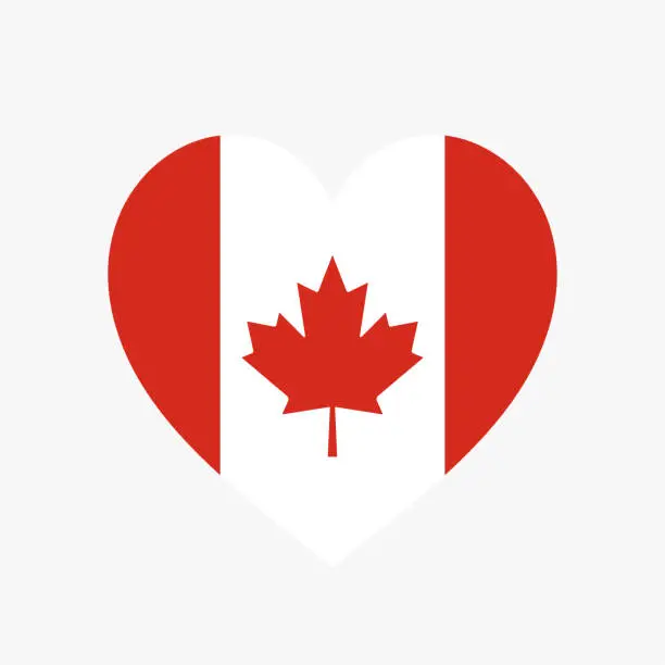 Vector illustration of Canada heart flag. Vector