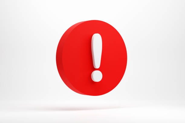 istock Red exclamation mark symbol on white background. Risk, attention, caution or warning sign. Alert, danger and problem. 3D render. 1494216908