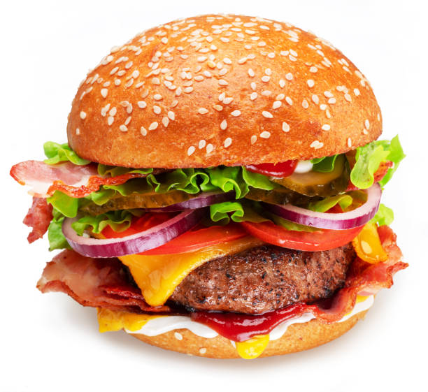 istock Tasty cheeseburger isolated on white background. 1494223303