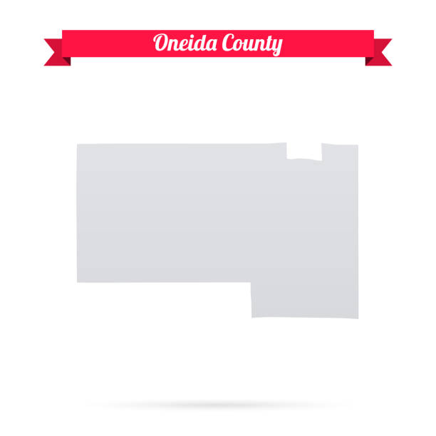 illustrations, cliparts, dessins animés et icônes de le comté d’oneida, situé dans l’état du wisconsin. carte sur fond blanc avec bannière rouge - oneida