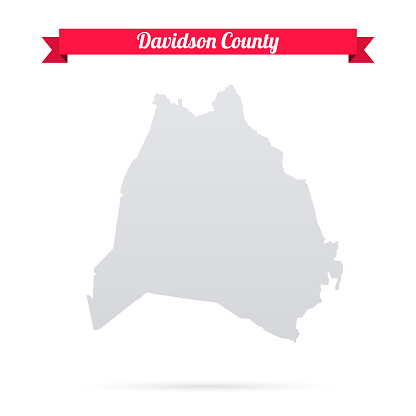 Map of Davidson County - Tennessee, isolated on a blank background and with his name on a red ribbon. Vector Illustration (EPS file, well layered and grouped). Easy to edit, manipulate, resize or colorize. Vector and Jpeg file of different sizes.
