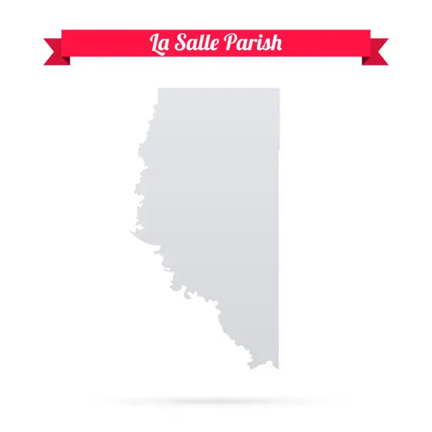 Vector illustration of La Salle Parish, Louisiana. Map on white background with red banner