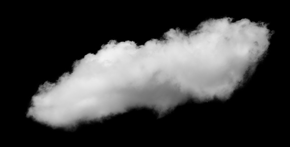 Single white cloud on black background. Ready to use with screen mode.