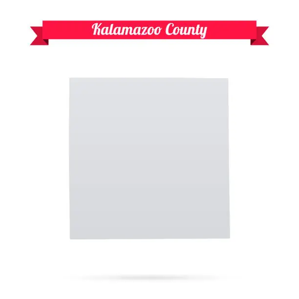 Vector illustration of Kalamazoo County, Michigan. Map on white background with red banner