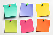 Group of colorful Sticky notes on white paper background
