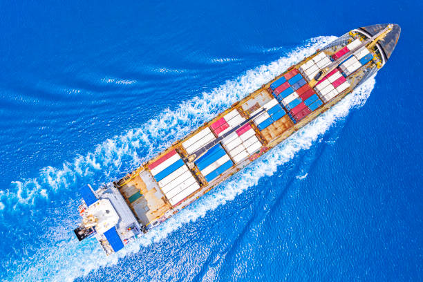 istock Aerial top view container cargo ship in import export business commercial trade logistic and transportation. 1494224959