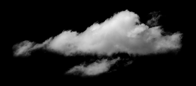 Single white cloud on black background. Ready to use with screen mode.