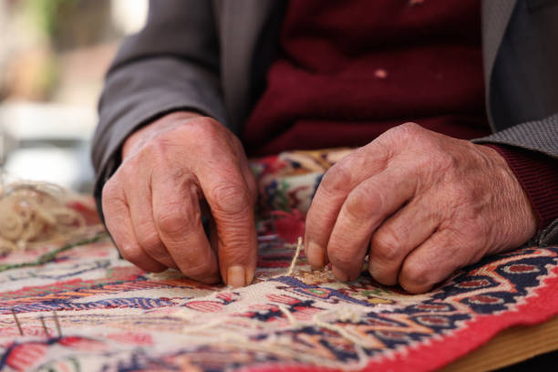 istock Old hand sewing carpet in istanbul 1494226623