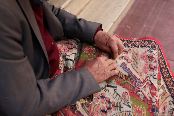 istock Old hand sewing carpet in istanbul 1494226626
