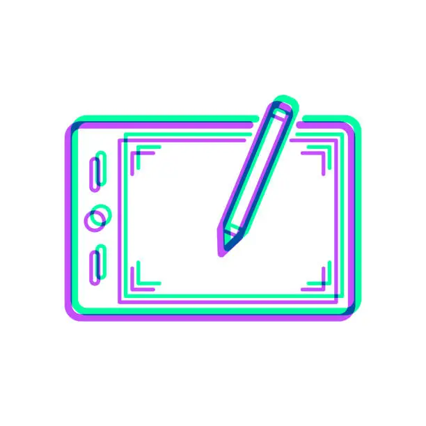 Vector illustration of Graphic tablet. Icon with two color overlay on white background