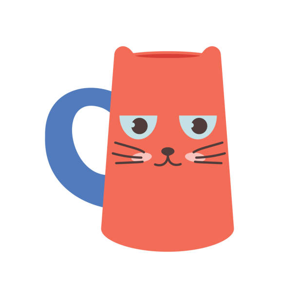 istock Dishes. A red mug in the shape of a cute cat. 1494229468