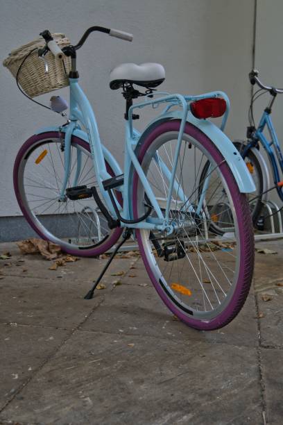 istock Vibrant image of two bicycles parked side by side on a city sidewalk 1494229538
