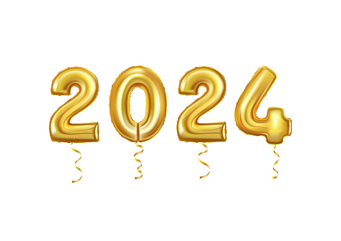 Happy New Year 2024 Golden Balloons Stock Illustration - Download Image Now  - 2024, Balloon, New Year - iStock
