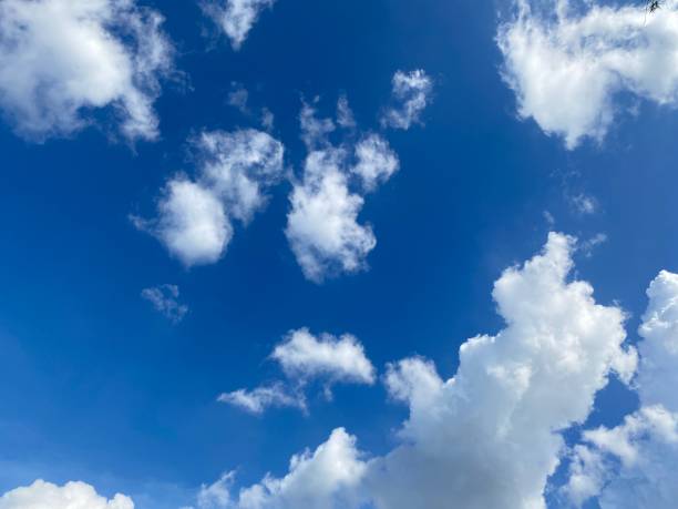 Blue sky background with clouds in the afternoon-