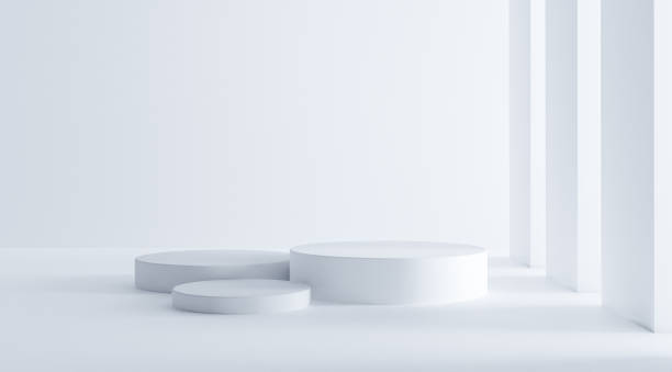 istock 3d render, abstract background Modern minimal installation with rocks and stones 1494234054