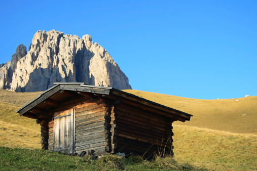 Typical alpine hut in wood