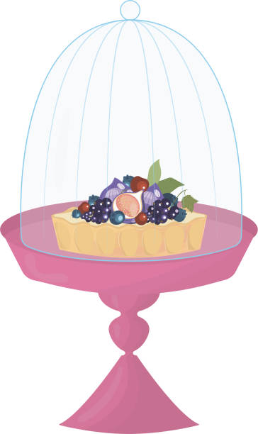 ilustrações de stock, clip art, desenhos animados e ícones de sweet tart with berries on a tray. high quality vector illustration. - tart dessert tray bakery