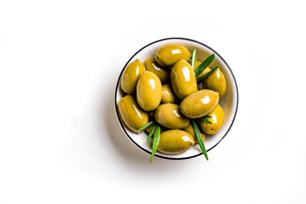 istock Green olives in bowl 1494238514