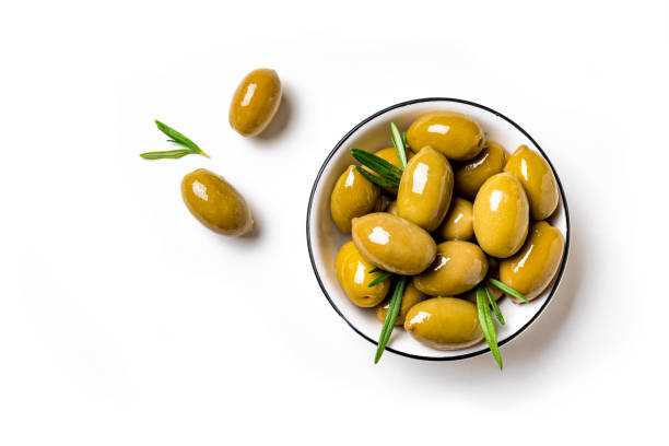 Green olives in bowl