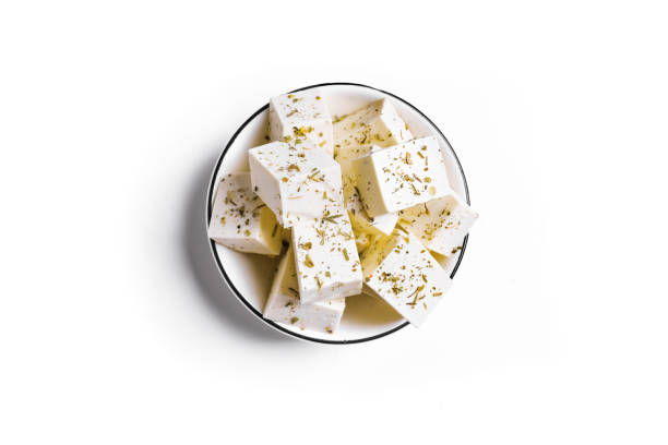 queijo grego feta isolado - queijo feta - fotografias e filmes do acervo