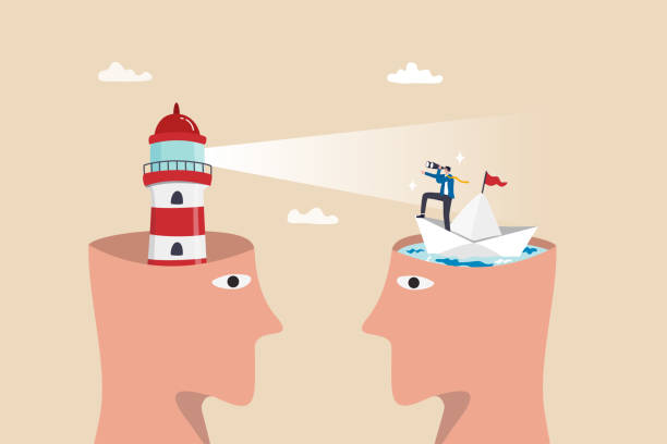 istock Mentor or coaching to advice or guidance to success, help or support for direction, consultant or suggestion for career opportunity concept, lighthouse with guidance light for businessman to success. 1494239833