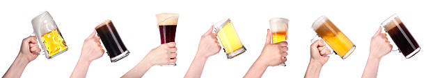 beer in hand collection isolated stock photo