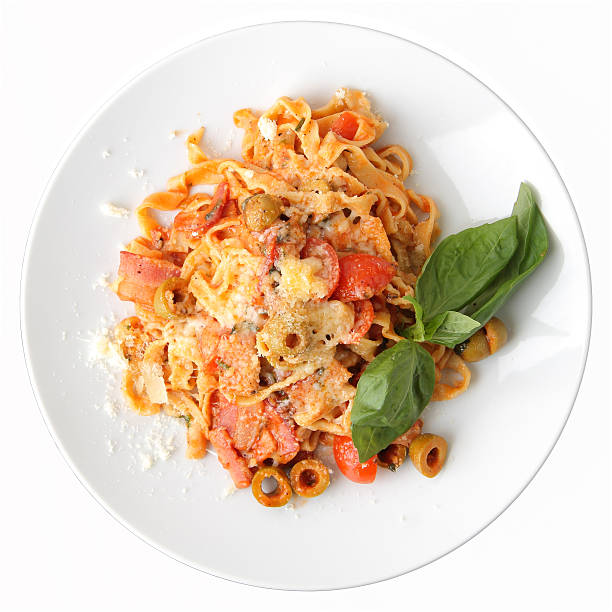 istock Fettuccine with tomato, olives and bacon 149424567