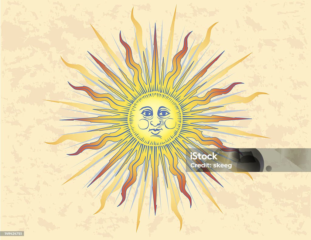 Sun Gravure sur bois - clipart vectoriel de Image en couleur libre de droits