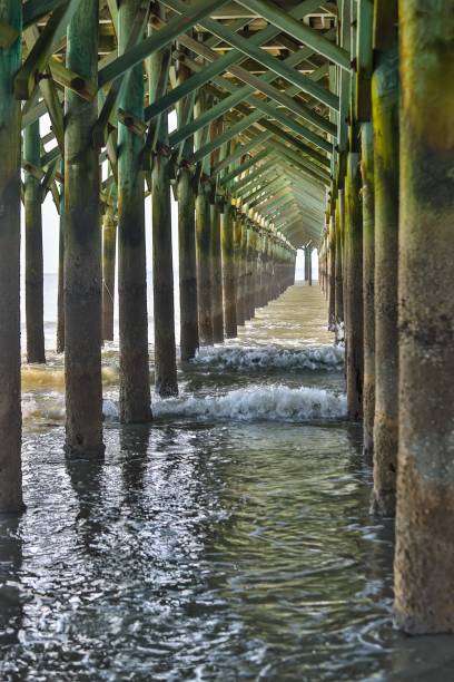 istock Sun shining through a pier at Myrtle Beach, SC as the surf rolls in 1494250299