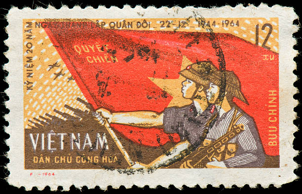 Vietnamese postage stamp Vietnamese postage stamp on black background vietnam photos stock pictures, royalty-free photos & images
