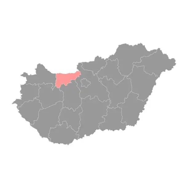Vector illustration of Komarom Esztergom county map, administrative district of Hungary. Vector illustration.