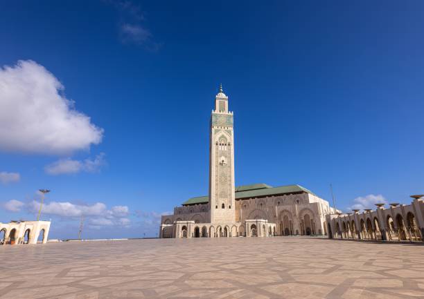 Hassan 2 Mosque in Casablanca on the west coast of Morocco stock photo