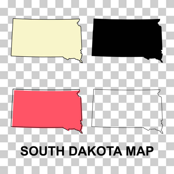 ilustrações, clipart, desenhos animados e ícones de conjunto de dakota do sul forma do mapa, estados unidos da américa. ilustração vetorial do conceito plano - south dakota map pierre cartography