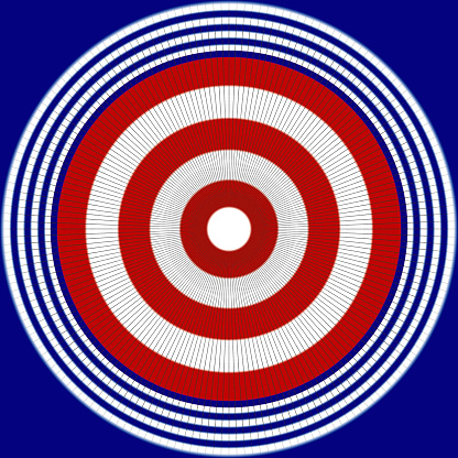 Bull's Eye in Vivid Red White Blue with radiating lines